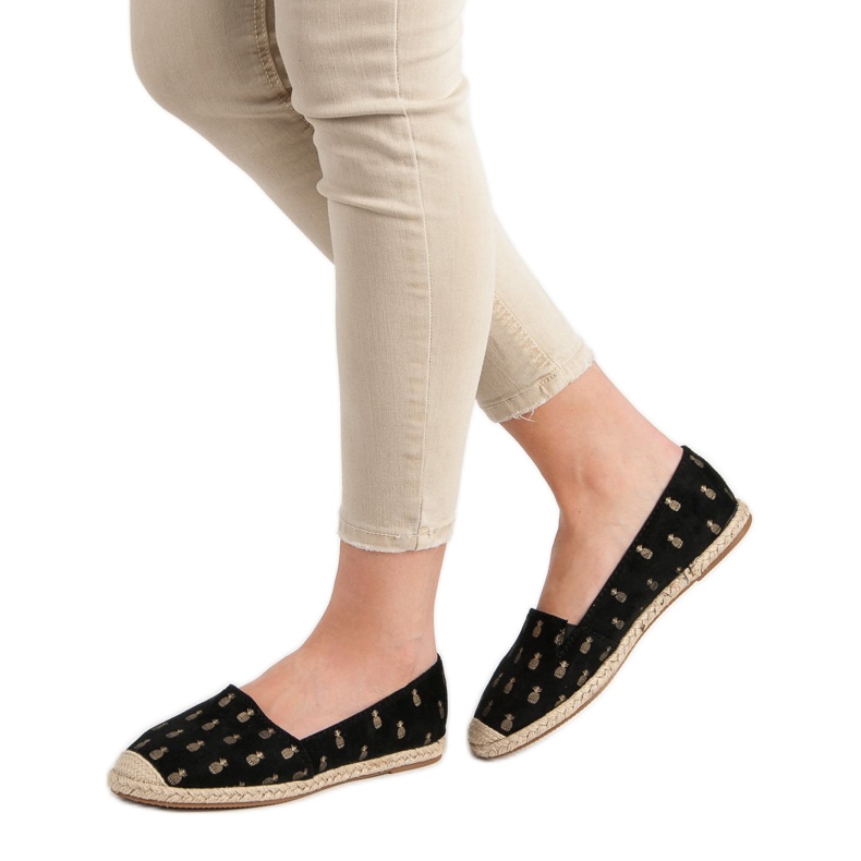 Lucky Shoes Mustat espadrillot ananaksissa 2