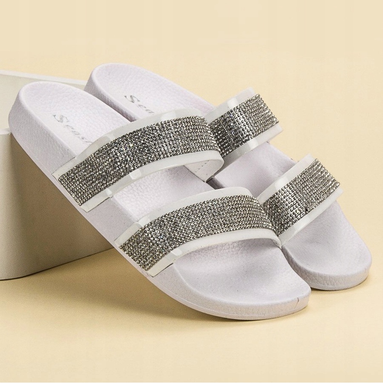 Seastar Valkoiset tossut kristalleilla valkoinen monivärinen 1