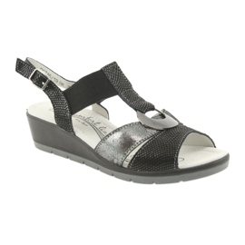 Filippo Mukavat nahkaiset kiilamaiset sandaalit musta harmaa 1