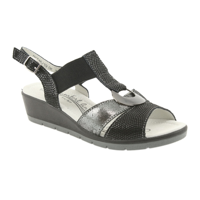 Filippo Mukavat nahkaiset kiilamaiset sandaalit musta harmaa 1