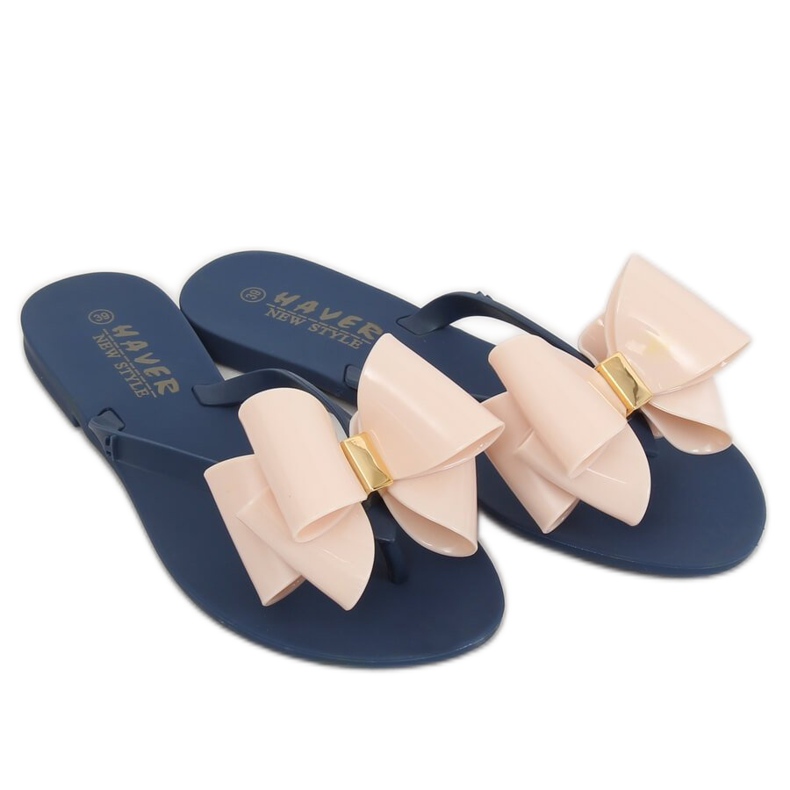 Varvastossut meliski tummansininen-beige KM104 NAVY / D.BEIGE ruskea 2