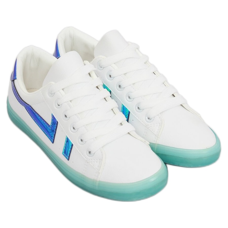 Naisten valkoiset ja vihreät lenkkarit B0-08 WHITE / L.GREEN valkoinen 1