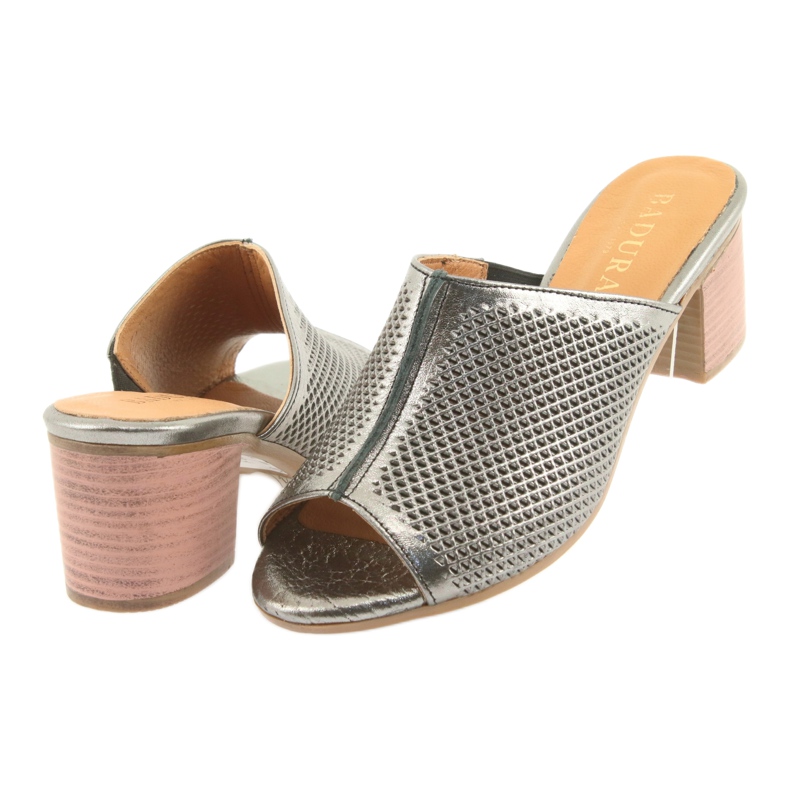 Badura Naisten avoimien nahkakorkki 5311 hopea harmaa 4