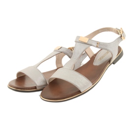 M.Daszyński Sandaalit tasainen kantapää Daszyński 1583 helmi beige ruskea harmaa 3