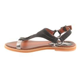 M.Daszyński Sandaalit tasainen kantapää Daszyński hopeamusta harmaa 2