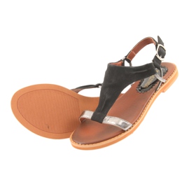 M.Daszyński Sandaalit tasainen kantapää Daszyński hopeamusta harmaa 4