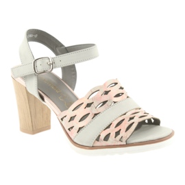 M.Daszyński Daszyński Openwork -sandaalit 1846 harmaalla/vaaleanpunaisella postilla 1