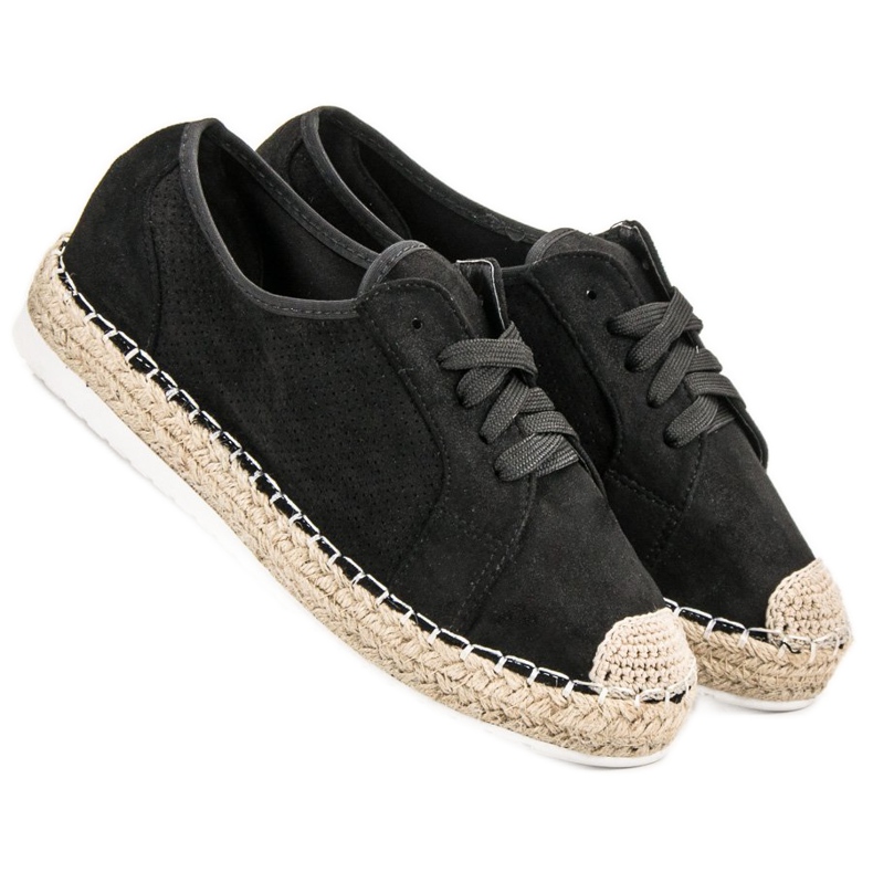 Ideal Shoes Nauhoitetut espadrillit musta 1