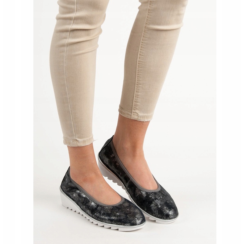 Filippo Tummansiniset nahkaiset balettikengät sininen 1