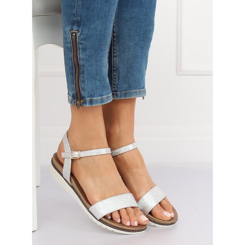 Hopeiset naisten sandaalit S18-33 Hopea harmaa 1