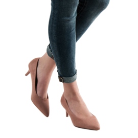 SHELOVET Jauhe mokkanahkaiset korkokengät vaaleanpunainen 2