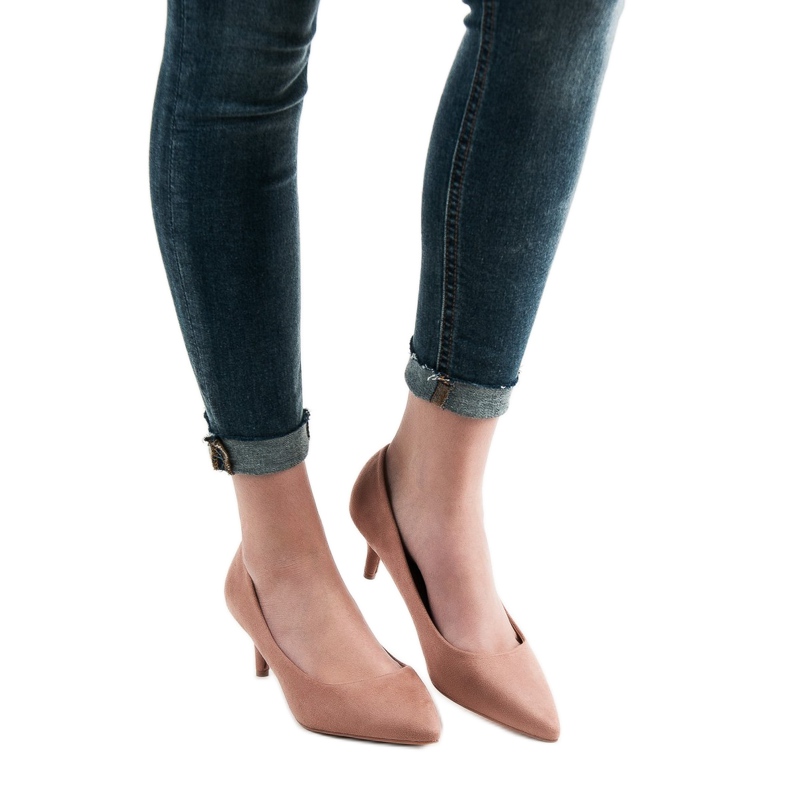 SHELOVET Jauhe mokkanahkaiset korkokengät vaaleanpunainen 1