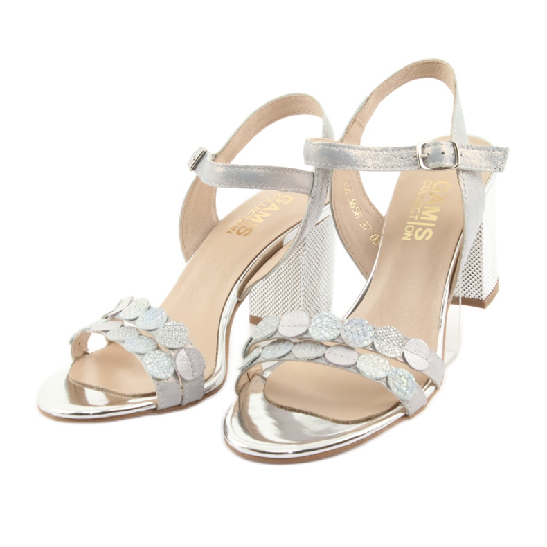 Naisten hopeiset sandaalit Gamis 3658 sininen harmaa vaaleanpunainen 7