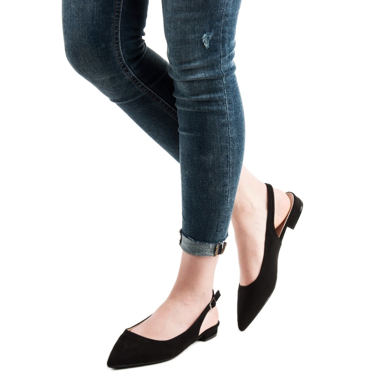 SHELOVET Muodikkaita mokkanahkaisia ​​baleriineja musta 1