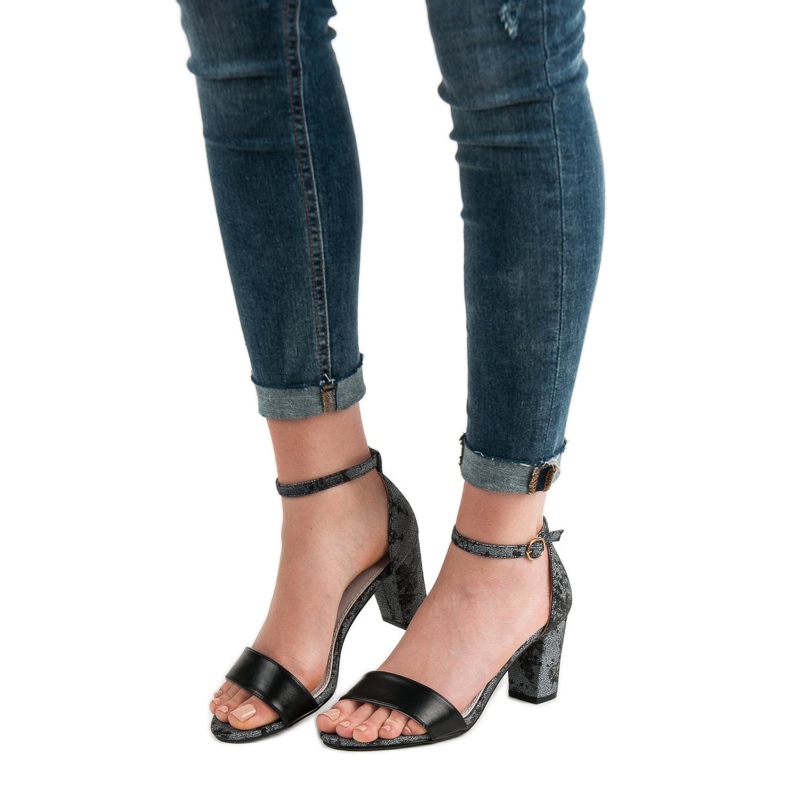 Goodin Tyylikkäät korkeakorkoiset sandaalit harmaa 1