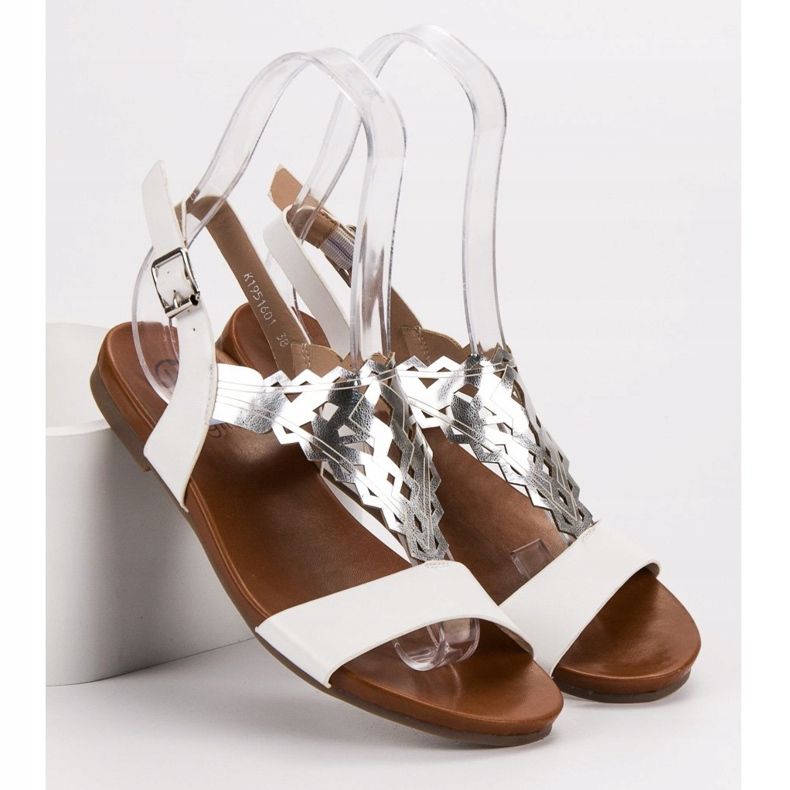 Kylie Tyylikkäät litteät sandaalit valkoinen 1