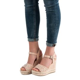 SHELOVET Sandaalit tekojalokivillä ruskea 2