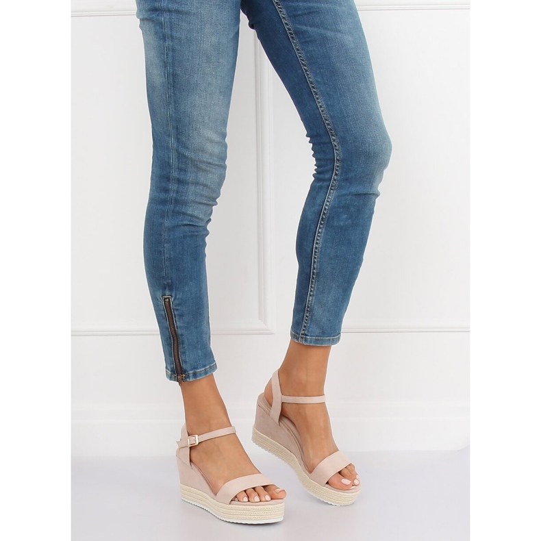 Beige sandaalit kiilamaisilla espadrilloilla LY9109 Beige 2