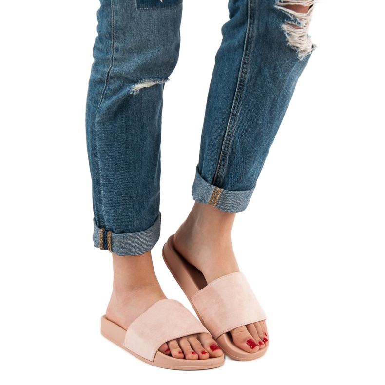 Queen Vivi Mukavat mokkanahkatossut vaaleanpunainen 2