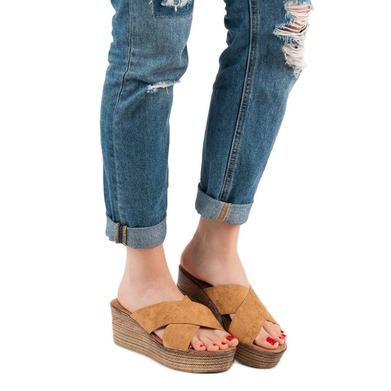 SHELOVET Camel Wedge Sandaalit ruskea 2