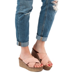 SHELOVET Jauheiset kiilatossut vaaleanpunainen 2