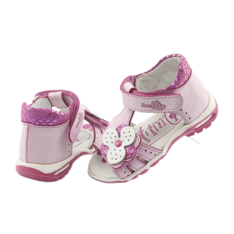 Vaaleanpunaiset kukkasandaalit Ren But 1406 vaaleanpunainen valkoinen 5