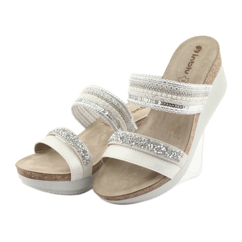 INBLU EN010 hopeakiilatossut valkoinen harmaa 3