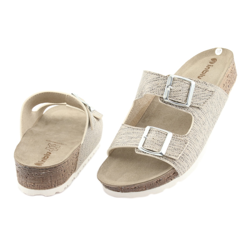 Naisten beige Inblu NM013 -tossut hopeahiukkasilla ruskea harmaa 4