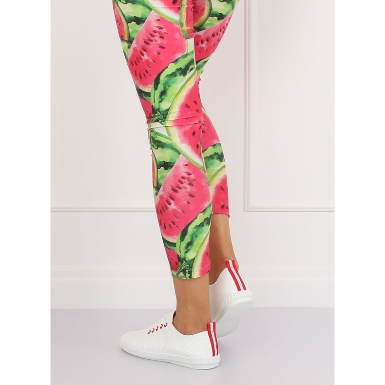 Naisten valkoiset ja punaiset lenkkarit B111-17 VALKOINEN / PUNAINEN 2