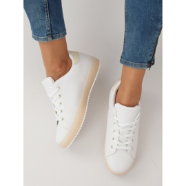 Naisten valkoiset ja beigenväriset lenkkarit 9118 Beige valkoinen ruskea 2