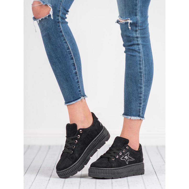 SHELOVET Suede Creepers musta 1