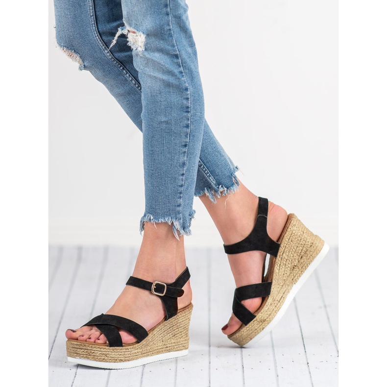 JESSY ROSS Mustat mokkanahkaiset sandaalit 1