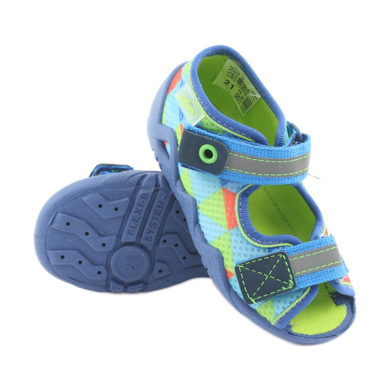 Siniset, vihreät Befado 250P059 -tossut sininen oranssi 3