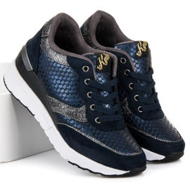 Kylie Tummansiniset kengät kuviolla sininen 1