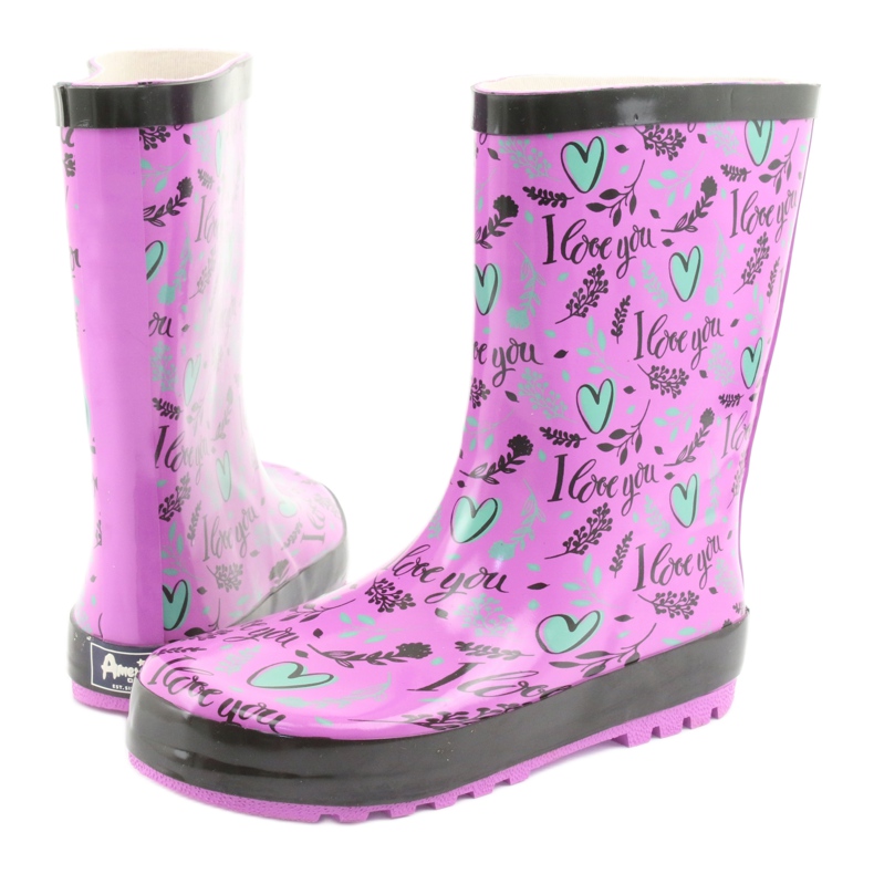 American Club Amerikkalaiset sydän saappaat musta violetti vihreä 4