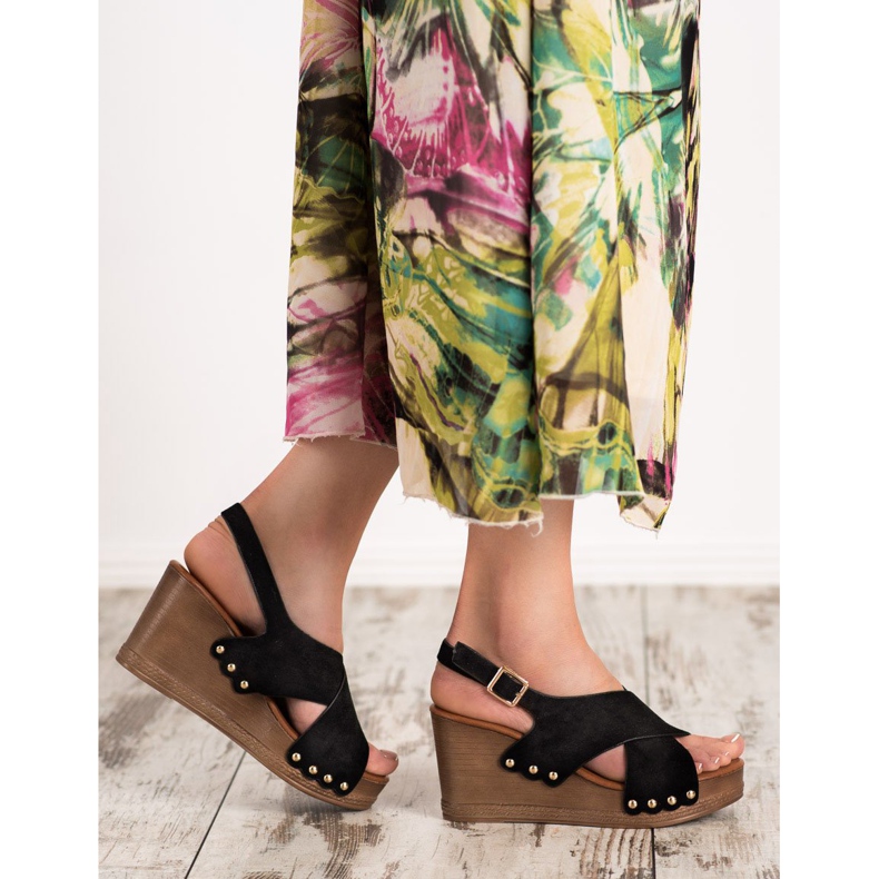 SHELOVET Mokkanahkaiset sandaalit musta 2