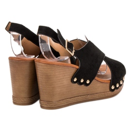 SHELOVET Mokkanahkaiset sandaalit musta 1