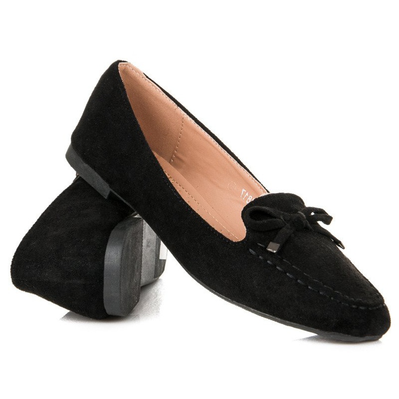 Small Swan Suede Loafers rusetilla musta 2
