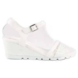 Ideal Shoes Valkoiset Wedge -sandaalit valkoinen 1