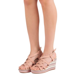 Kerline Muodikkaat kiilamaiset sandaalit vaaleanpunainen 1