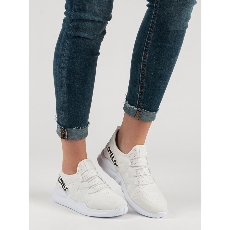 Valkoiset tekstiiliset urheilukengät valkoinen 1