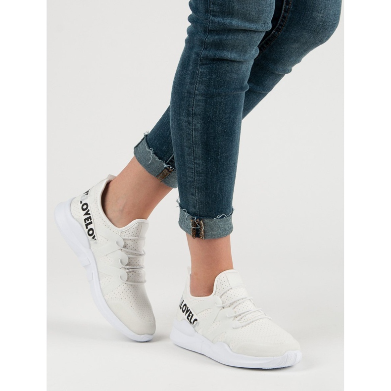 Valkoiset tekstiiliset urheilukengät valkoinen 2