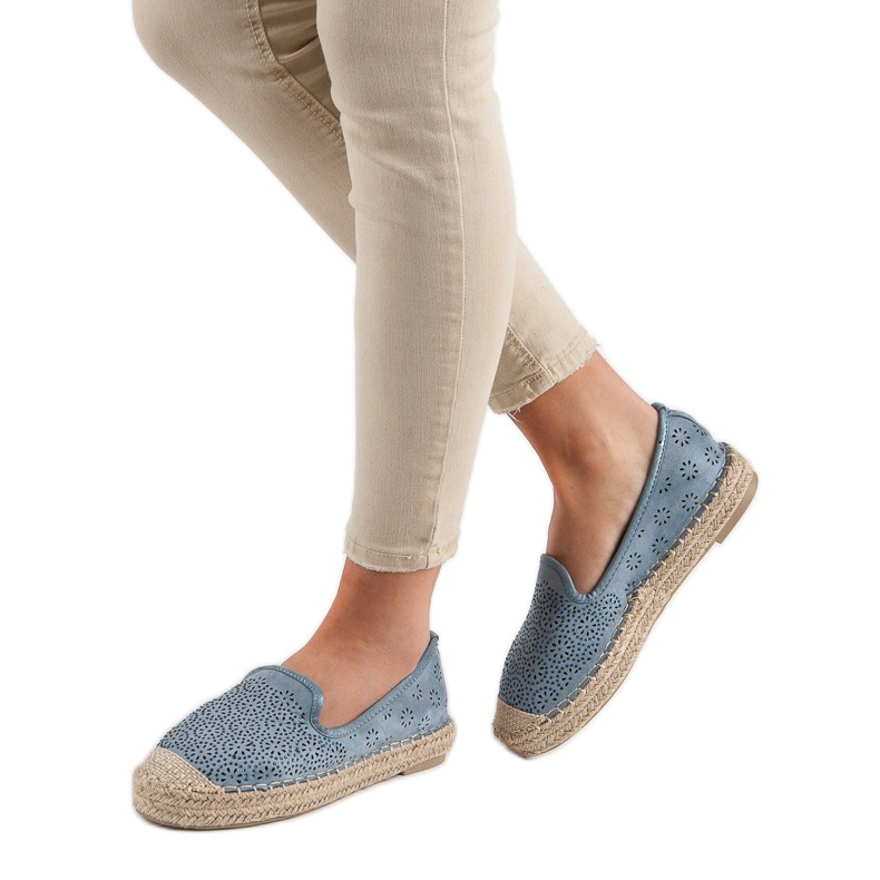 Suede Openwork Espadrilles sininen 1