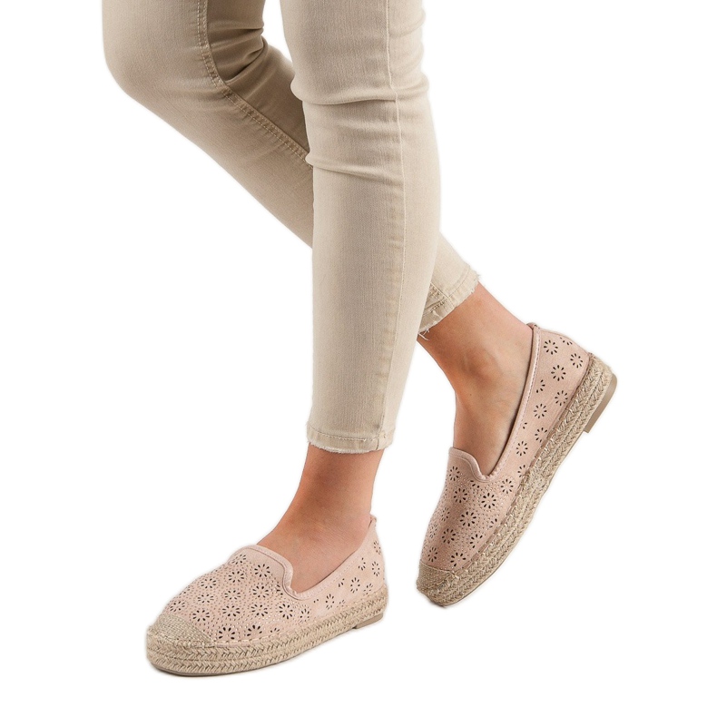 Suede Openwork Espadrilles vaaleanpunainen 1 Suede Openwork Espadrilles vaaleanpunainen 1