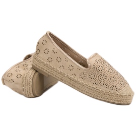 Suede Openwork Espadrilles ruskea 1