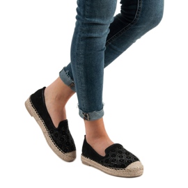 SHELOVET Suede Openwork Espadrilles musta 2