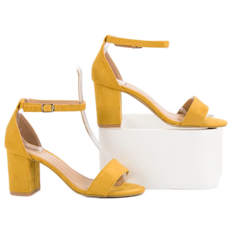 Super Mode Tyylikkäät mokkanahkaiset sandaalit keltainen 1