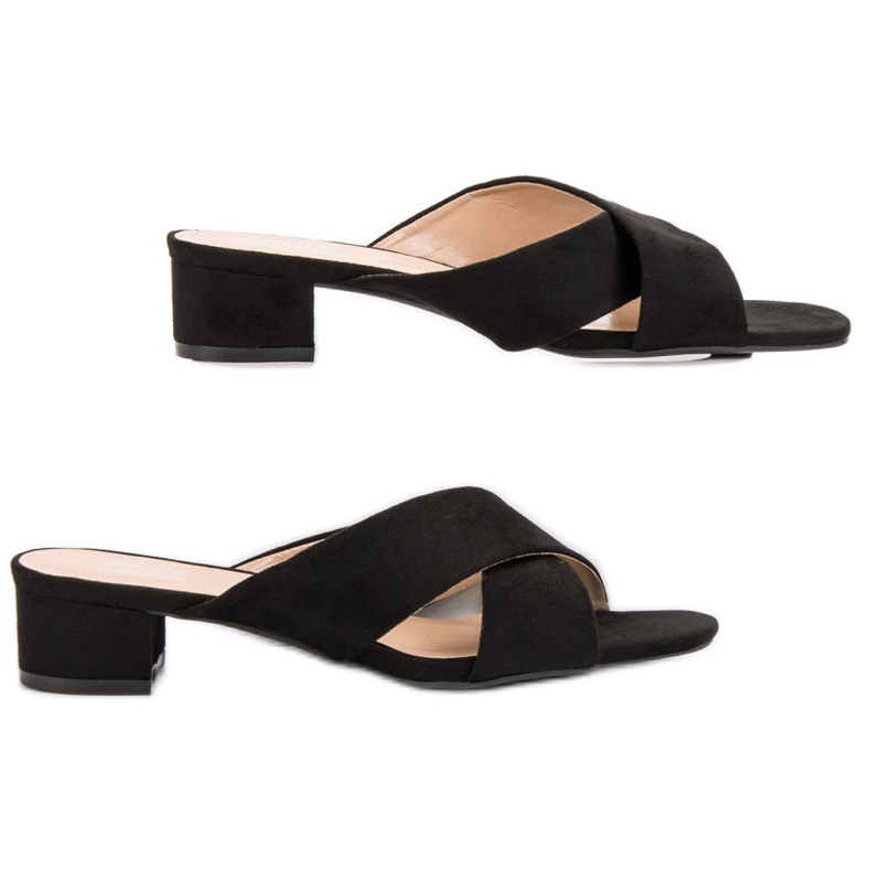 Small Swan Tyylikkäät mokkanahkatossut musta 1