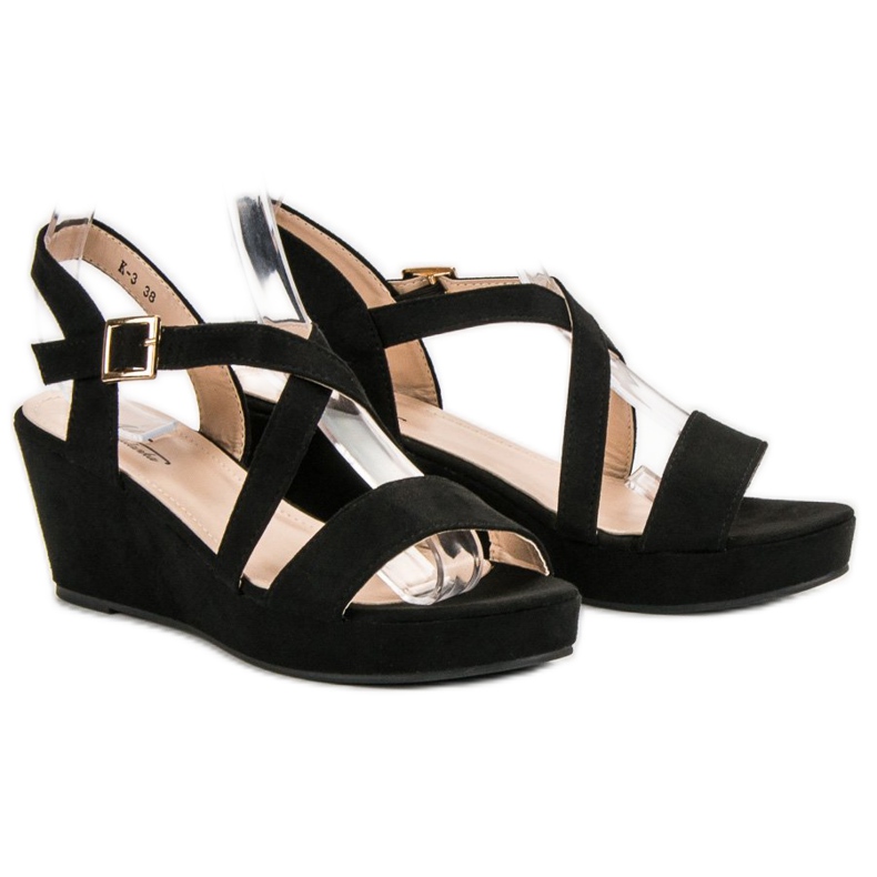 Suede Wedge Sandaalit musta 1