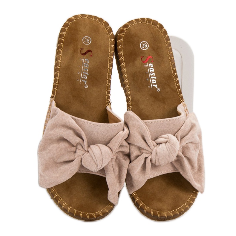 Seastar Beige tossut, joissa rusetti 2